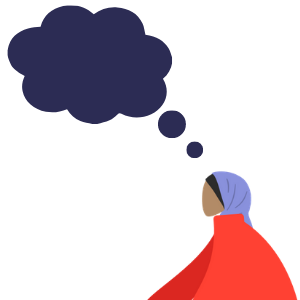 Illustration of muslim woman traveller thinking of travel plans