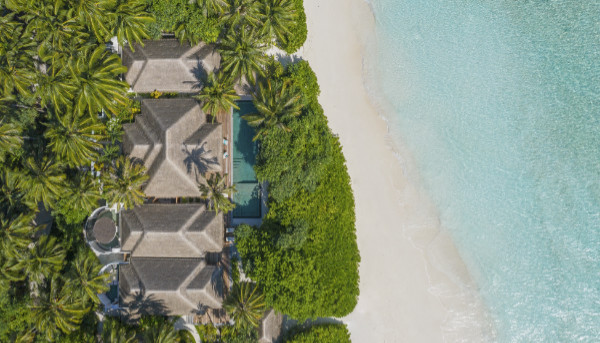 Aerial view of Anantara Kihavah, Maldives