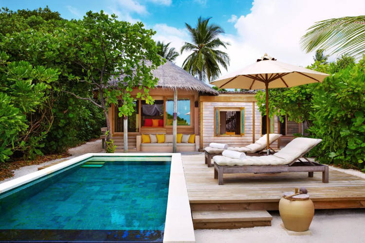 Private pool villa at Six Senses Laamu