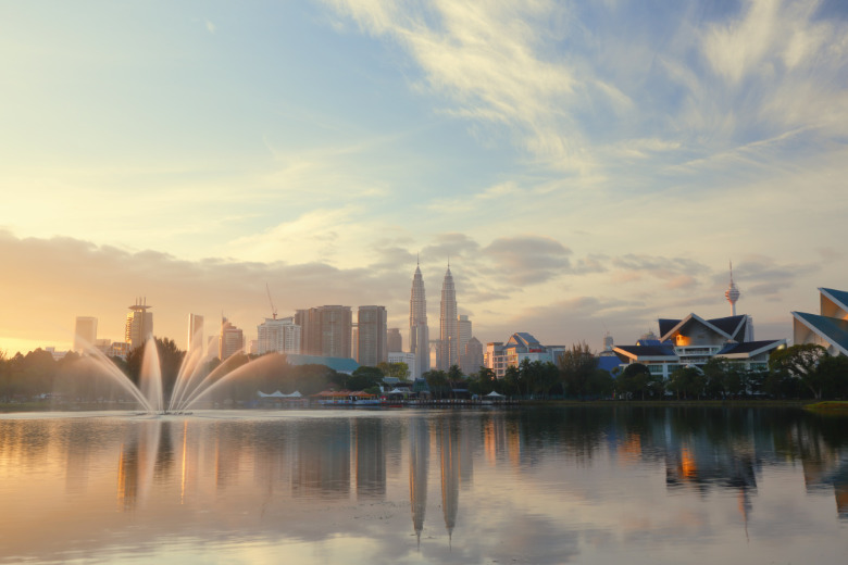 View of Kuala Lumpur's city at sunrise. Malaysia
