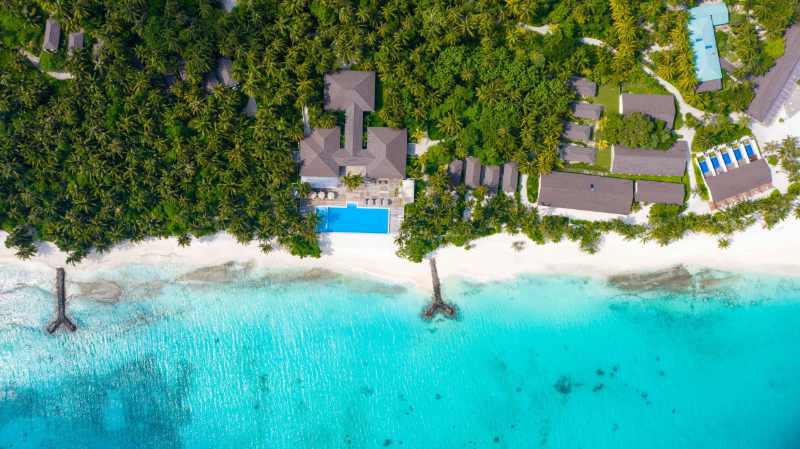 Aerial view of Fiyavalhu Maldives