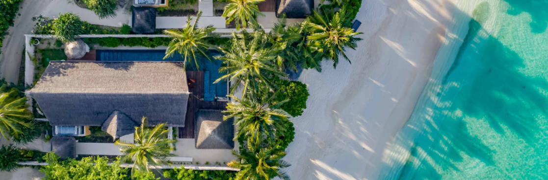 Aerial view of Maldives resort