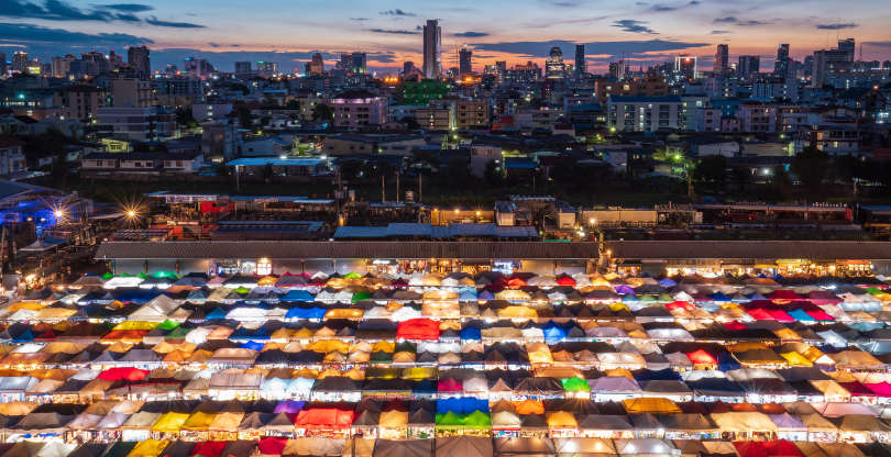 Aerial view of Chatuchak night market