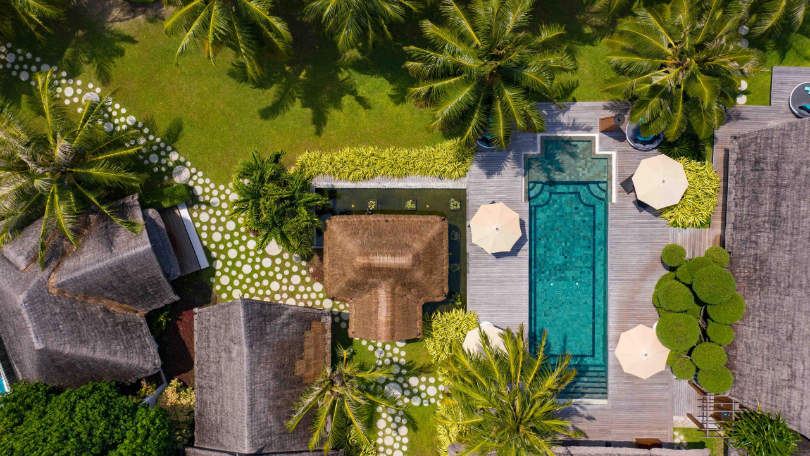 Aerial view of pool villa