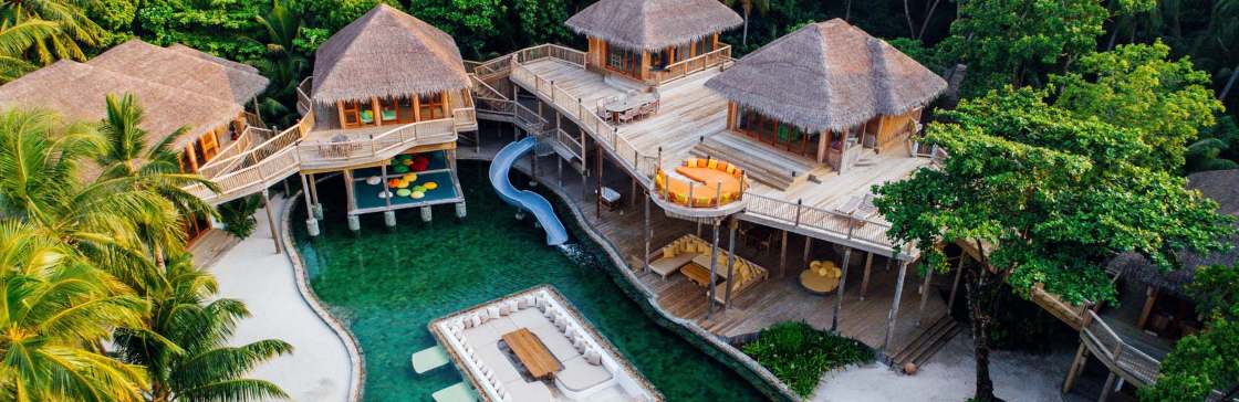 A villa in the Maldives with a slide