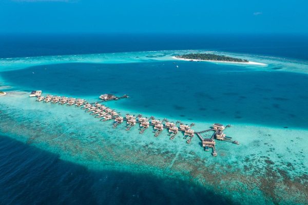 InOcean Villa aerial view at Angsana Velavaru