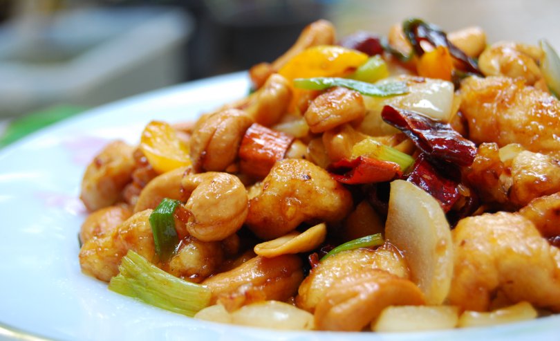 Plate of halal Thai cashew chicken