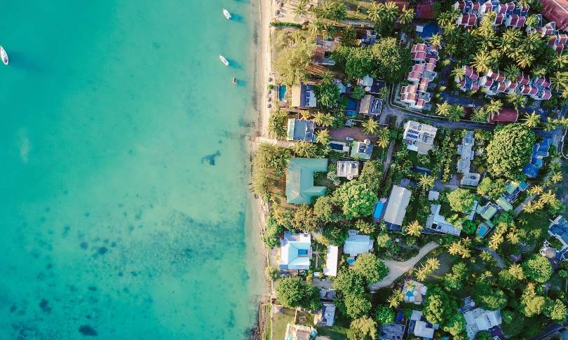 Aerial view of Muslim-friendly Mauritius