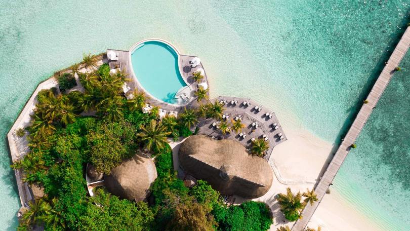 Aerial shot of Komandoo Island Resort