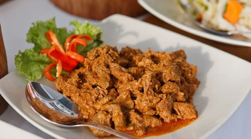 Plate of beef rendang