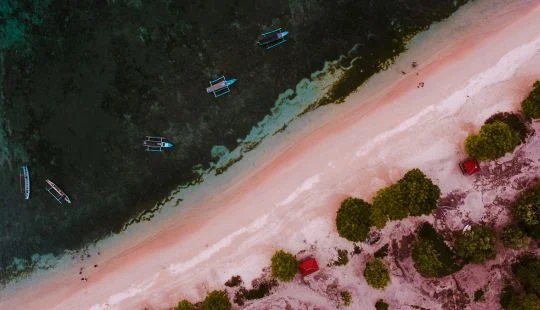 Pink beach in Lombok, Indonesia