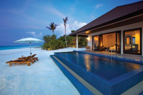 Sunset beach pool villa at Atmosphere Kanifushi