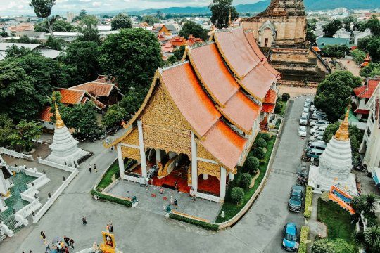 View of temples in Chiang Mai