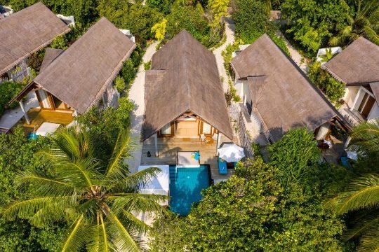 Aerial shot of Beach Pool villa in furaveri