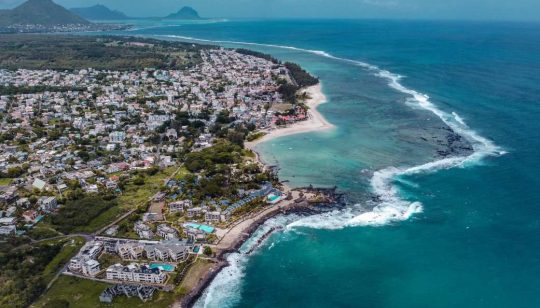 Aerial view of Flic en Flac, Mauritius
